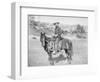 Cowboy on His Horse Photograph - South Dakota-Lantern Press-Framed Art Print