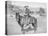 Cowboy on His Horse Photograph - South Dakota-Lantern Press-Stretched Canvas