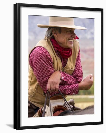 Cowboy on Horse Back Watching the Country-Terry Eggers-Framed Photographic Print