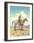 Cowboy on Horse on the Prairie-null-Framed Art Print