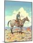 Cowboy on Horse on the Prairie-null-Mounted Art Print