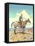 Cowboy on Horse on the Prairie-null-Framed Stretched Canvas