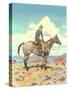 Cowboy on Horse on the Prairie-null-Stretched Canvas
