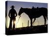 Cowboy on Horseback, Ponderosa Ranch, Seneca, Oregon, USA-Darrell Gulin-Stretched Canvas