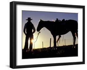 Cowboy on Horseback, Ponderosa Ranch, Seneca, Oregon, USA-Darrell Gulin-Framed Photographic Print