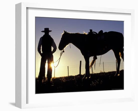 Cowboy on Horseback, Ponderosa Ranch, Seneca, Oregon, USA-Darrell Gulin-Framed Photographic Print