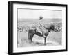 Cowboy on Horseback Watches His Herd Photograph - Texas-Lantern Press-Framed Art Print