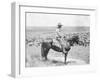 Cowboy on Horseback Watches His Herd Photograph - Texas-Lantern Press-Framed Art Print