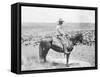 Cowboy on Horseback Watches His Herd Photograph - Texas-Lantern Press-Framed Stretched Canvas