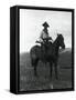 Cowboy on Horseback with Rifle-null-Framed Stretched Canvas