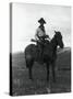 Cowboy on Horseback with Rifle-null-Stretched Canvas