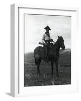 Cowboy on Horseback with Rifle-null-Framed Photographic Print