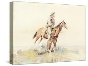 Cowboy on Horseback-Charles Marion Russell-Stretched Canvas