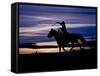 Cowboy on Horses on Hideout Ranch, Shell, Wyoming, USA-Joe Restuccia III-Framed Stretched Canvas