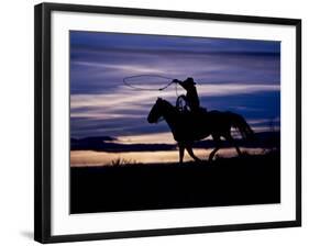 Cowboy on Horses on Hideout Ranch, Shell, Wyoming, USA-Joe Restuccia III-Framed Photographic Print