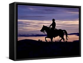 Cowboy on Horses on Hideout Ranch, Shell, Wyoming, USA-Joe Restuccia III-Framed Stretched Canvas