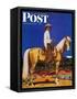 "Cowboy on Palomino," Saturday Evening Post Cover, September 18, 1943-Fred Ludekens-Framed Stretched Canvas