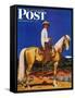 "Cowboy on Palomino," Saturday Evening Post Cover, September 18, 1943-Fred Ludekens-Framed Stretched Canvas