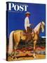 "Cowboy on Palomino," Saturday Evening Post Cover, September 18, 1943-Fred Ludekens-Stretched Canvas