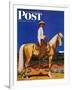 "Cowboy on Palomino," Saturday Evening Post Cover, September 18, 1943-Fred Ludekens-Framed Giclee Print