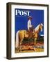 "Cowboy on Palomino," Saturday Evening Post Cover, September 18, 1943-Fred Ludekens-Framed Giclee Print