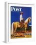 "Cowboy on Palomino," Saturday Evening Post Cover, September 18, 1943-Fred Ludekens-Framed Giclee Print