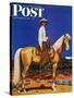 "Cowboy on Palomino," Saturday Evening Post Cover, September 18, 1943-Fred Ludekens-Stretched Canvas