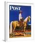 "Cowboy on Palomino," Saturday Evening Post Cover, September 18, 1943-Fred Ludekens-Framed Premium Giclee Print