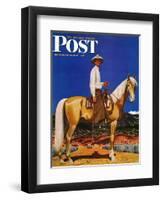 "Cowboy on Palomino," Saturday Evening Post Cover, September 18, 1943-Fred Ludekens-Framed Premium Giclee Print