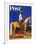"Cowboy on Palomino," Saturday Evening Post Cover, September 18, 1943-Fred Ludekens-Framed Giclee Print