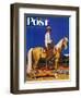 "Cowboy on Palomino," Saturday Evening Post Cover, September 18, 1943-Fred Ludekens-Framed Giclee Print