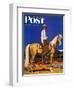 "Cowboy on Palomino," Saturday Evening Post Cover, September 18, 1943-Fred Ludekens-Framed Giclee Print