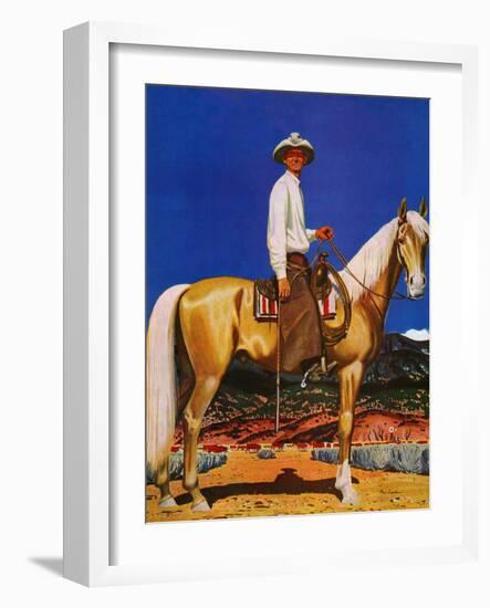 "Cowboy on Palomino," September 18, 1943-Fred Ludekens-Framed Premium Giclee Print