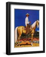 "Cowboy on Palomino," September 18, 1943-Fred Ludekens-Framed Giclee Print