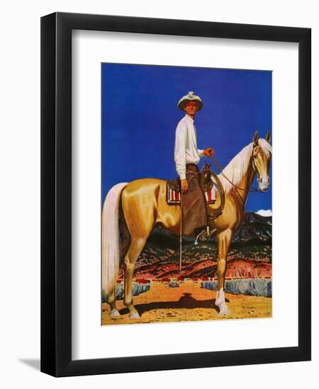 "Cowboy on Palomino," September 18, 1943-Fred Ludekens-Framed Giclee Print