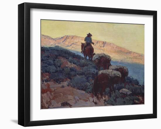 Cowboy on the Trail-Edgar Payne-Framed Art Print
