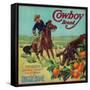 Cowboy Orange Label - Tustin, CA-Lantern Press-Framed Stretched Canvas