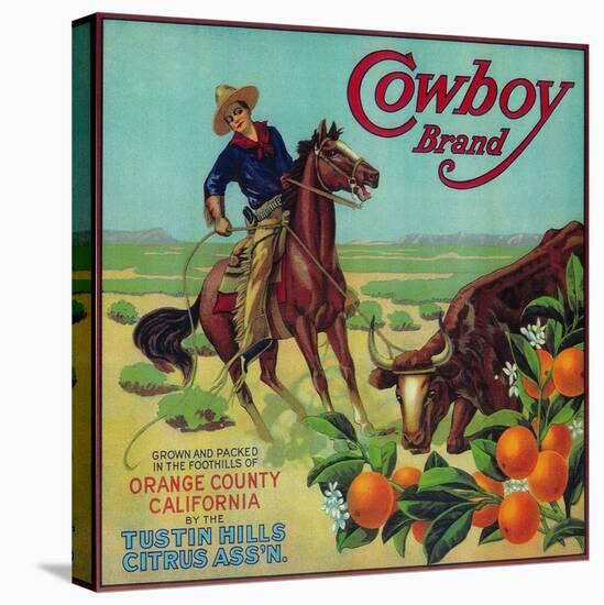 Cowboy Orange Label - Tustin, CA-Lantern Press-Stretched Canvas