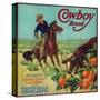 Cowboy Orange Label - Tustin, CA-Lantern Press-Stretched Canvas