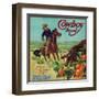 Cowboy Orange Label - Tustin, CA-Lantern Press-Framed Art Print