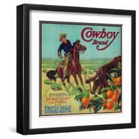 Cowboy Orange Label - Tustin, CA-Lantern Press-Framed Art Print