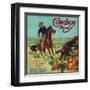 Cowboy Orange Label - Tustin, CA-Lantern Press-Framed Art Print