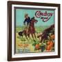 Cowboy Orange Label - Tustin, CA-Lantern Press-Framed Art Print