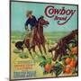 Cowboy Orange Label - Tustin, CA-Lantern Press-Mounted Art Print