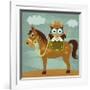 Cowboy Owl on Horse-Nancy Lee-Framed Art Print