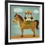 Cowboy Owl on Horse-Nancy Lee-Framed Art Print