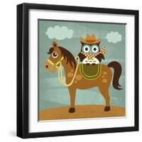 Cowboy Owl on Horse-Nancy Lee-Framed Art Print