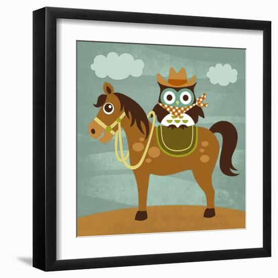 Cowboy Owl on Horse-Nancy Lee-Framed Art Print