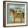 Cowboy Owl on Horse-Nancy Lee-Framed Art Print