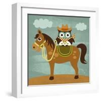 Cowboy Owl on Horse-Nancy Lee-Framed Art Print